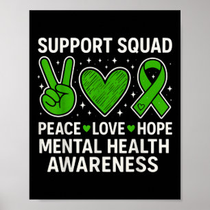 Support Squad Mental Health Awareness Groovy Green Poster