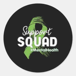 Support Squad Mental Health Awareness Lime Green R Classic Round Sticker