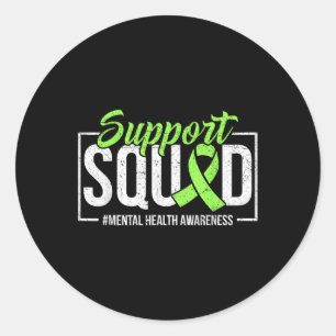Support Squad Mental Health Awareness Lime Green R Classic Round Sticker