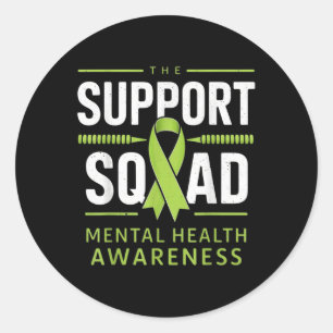 Support Squad Mental Health Awareness Lime Green R Classic Round Sticker