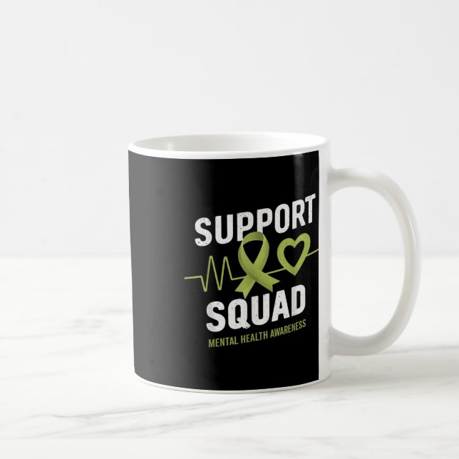 Support Squad Mental Health Awareness Lime Green R Coffee Mug (Right)