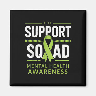 Support Squad Mental Health Awareness Lime Green R Magnet