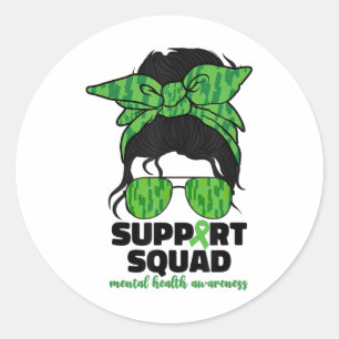 Support Squad Mental Health Awareness Month Green Classic Round Sticker