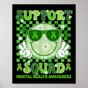 Support Squad Mental Health Awareness Smile Face M Poster