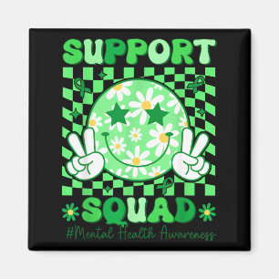 Support Squad Mental Health Smile Face Green Magnet