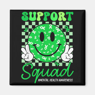 Support Squad Mental Health Smile Face Green Magnet