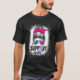 Support Squad Messy Bun Blue And Pink Leopard Prin T-Shirt