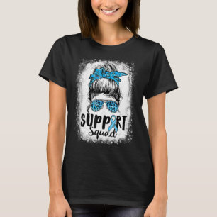 Support Squad Messy Bun Blue Diabetes Awareness T1 T-Shirt