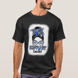 Support Squad Messy Bun Blue Ribbon Diabetes Aware T-Shirt