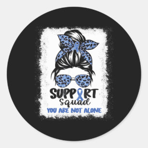 Support Squad Messy Bun Blue Warrior Alopecia Awar Classic Round Sticker