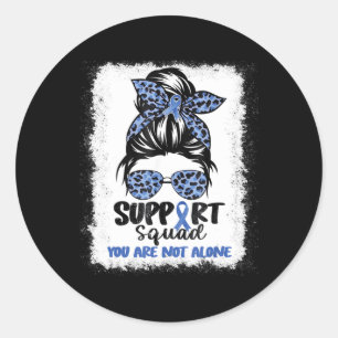 Support Squad Messy Bun Blue Warrior Ataxia Awaren Classic Round Sticker