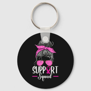Support Squad Messy Bun Breast Cancer Awareness Key Ring