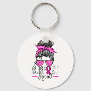 Support Squad Messy Bun Breast Cancer Awareness  Key Ring