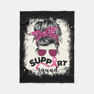 Support Squad Messy Bun Breast Cancer Awareness Pi Fleece Blanket