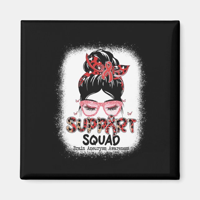 Support Squad Messy Bun Butterfly Brain Aneurysm A Magnet (Front)