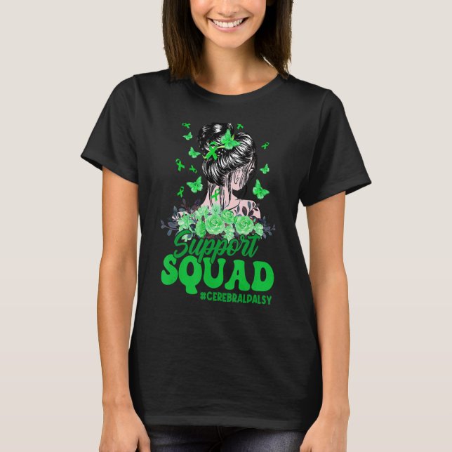Support Squad Messy Bun Butterfly Cerebral Palsy A T-Shirt (Front)