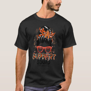 Support Squad Messy Bun Butterfly Orange Ribbon CO T-Shirt