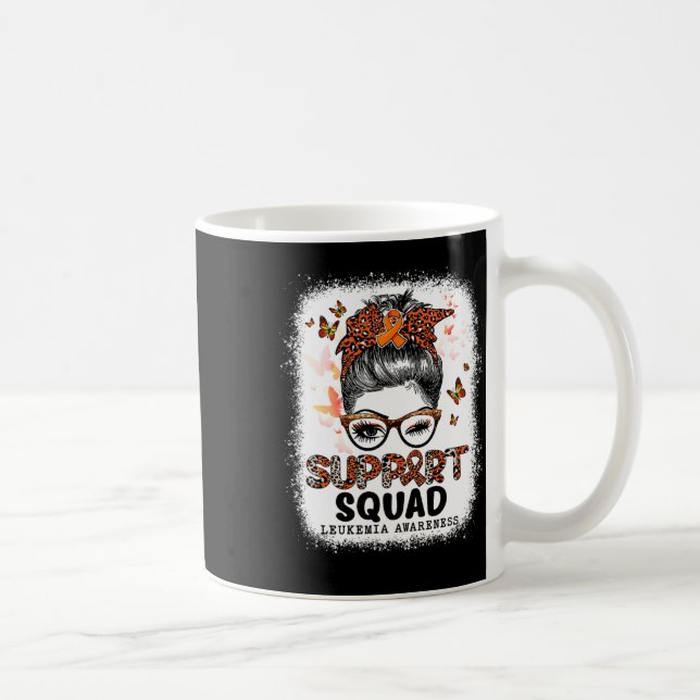 Support Squad Messy Bun Butterfly Orange Ribbon Le Coffee Mug (Right)