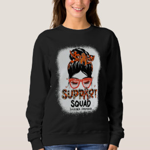 Support Squad Messy Bun Butterfly Orange Ribbon Le Sweatshirt
