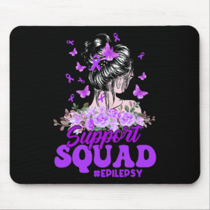 Support Squad Messy Bun Butterfly Purple Ribbon Ep Mouse Pad