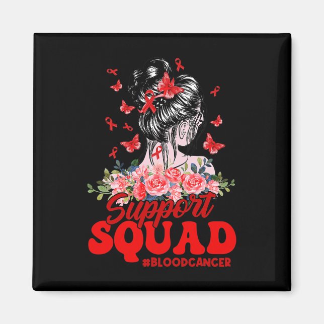 Support Squad Messy Bun Butterfly Red Ribbon Blood Magnet (Front)
