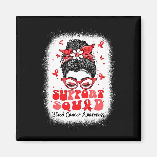 Support Squad Messy Bun Butterfly Red Ribbon Blood Magnet (Front)