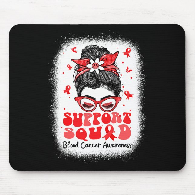 Support Squad Messy Bun Butterfly Red Ribbon Blood Mouse Pad (Front)