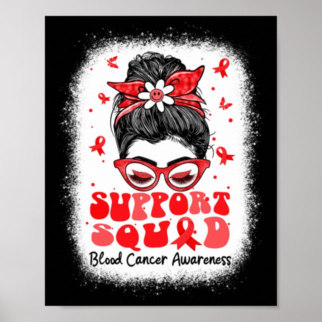 Support Squad Messy Bun Butterfly Red Ribbon Blood Poster (Front)
