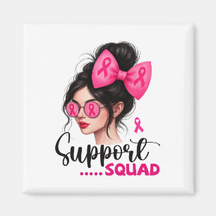 Support Squad Messy Bun Girl Pink Breast Cancer Wa Magnet