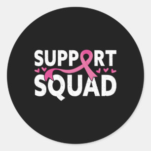 Support Squad Messy Bun K Warrior Breast Cancer Aw Classic Round Sticker