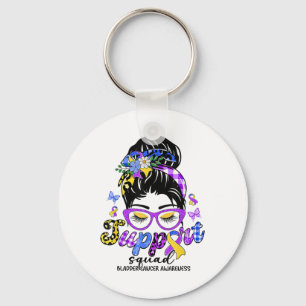 Support Squad Messy Bun Leopard Bladder Cancer Awa Key Ring