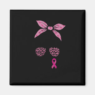 Support Squad Messy Bun Leopard Pink Breast Cancer Magnet