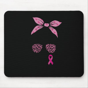 Support Squad Messy Bun Leopard Pink Breast Cancer Mouse Pad