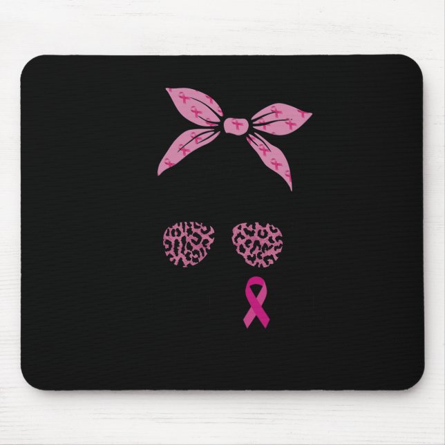 Support Squad Messy Bun Leopard Pink Breast Cancer Mouse Pad (Front)
