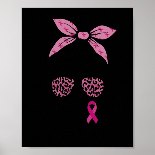 Support Squad Messy Bun Leopard Pink Breast Cancer Poster (Front)