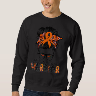 Support Squad Messy Bun Orange Multiple Sclerosis  Sweatshirt