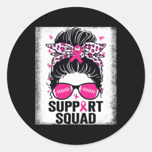 Support Squad Messy Bun Pink Breast Cancer Awarene Classic Round Sticker