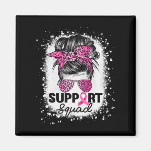 Support Squad Messy Bun Pink Breast Cancer Awarene Magnet