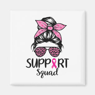 Support Squad Messy Bun Pink Breast Cancer Awarene Magnet