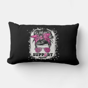 Support Squad Messy Bun Pink Ribbon Breast Cancer Lumbar Cushion