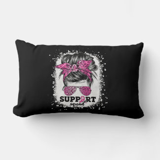 Support Squad Messy Bun Pink Ribbon Breast Cancer  Lumbar Cushion