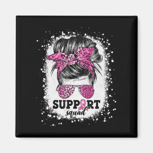 Support Squad Messy Bun Pink Ribbon Breast Cancer Magnet