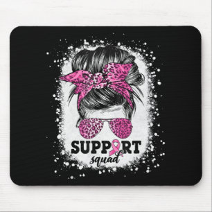 Support Squad Messy Bun Pink Ribbon Breast Cancer Mouse Pad
