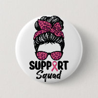Support Squad Messy Bun Pink Warrior Breast Cancer