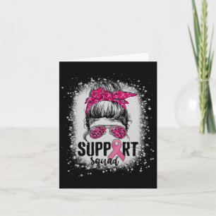 Support Squad Messy Bun Pink Warrior Breast Cancer Card