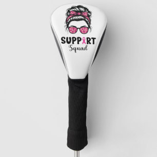 Support Squad Messy Bun Pink Warrior Breast Cancer Golf Head Cover