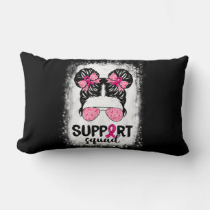 Support Squad Messy Bun Pink Warrior Breast Cancer Lumbar Cushion