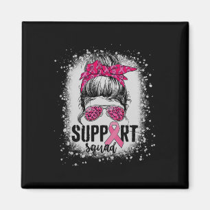 Support Squad Messy Bun Pink Warrior Breast Cancer Magnet