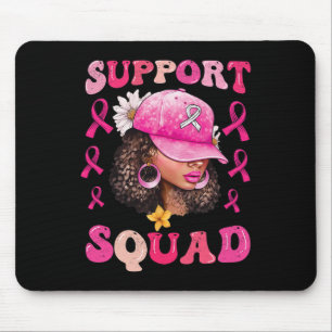Support Squad Messy Bun Pink Warrior Breast Cancer Mouse Pad