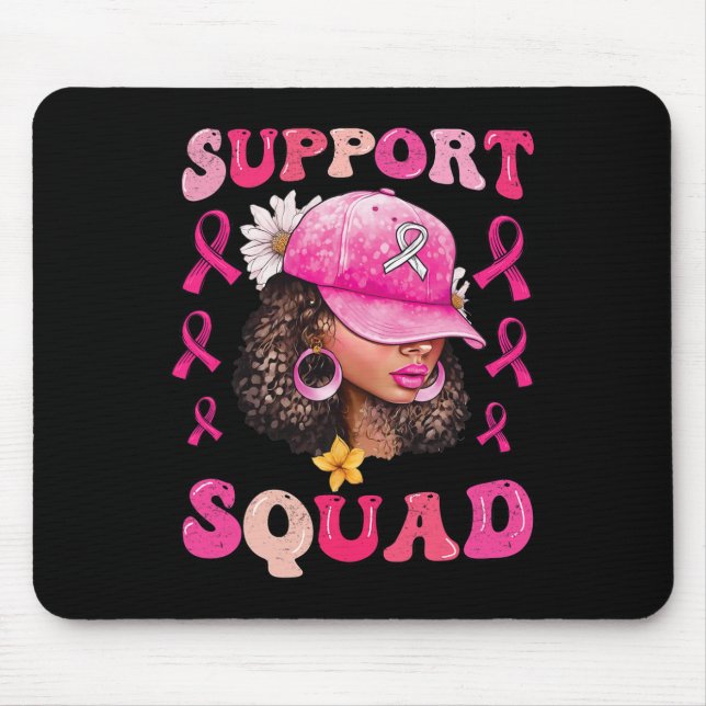 Support Squad Messy Bun Pink Warrior Breast Cancer Mouse Pad (Front)